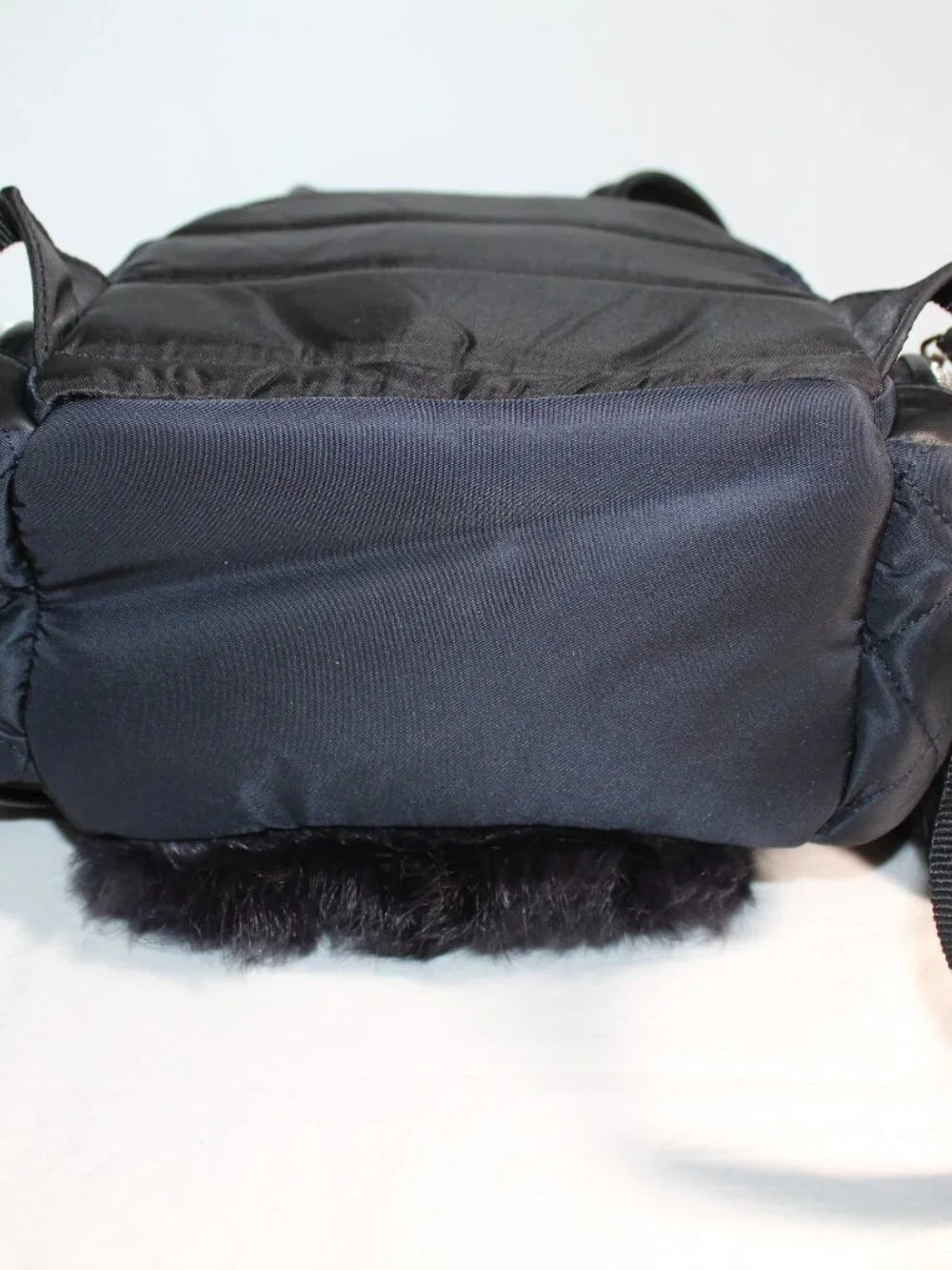 Moncler Nylon Black Backpack Rabbit Fur Trim